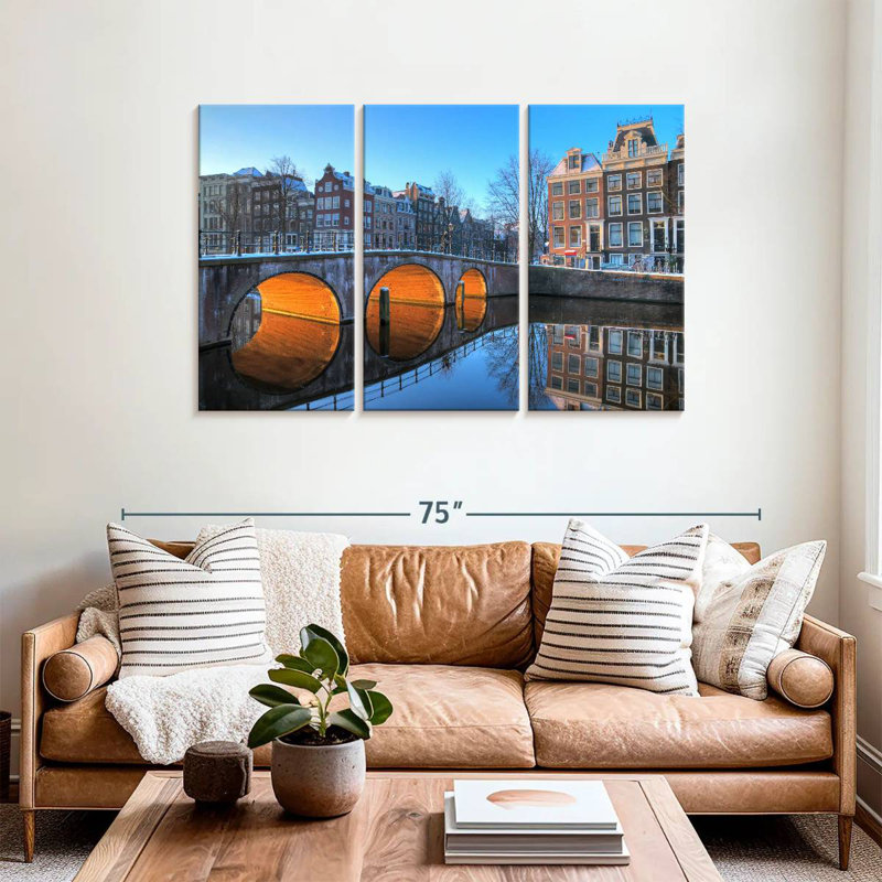 Canal Sireci à Amsterdam, H 36 po x l 57 po