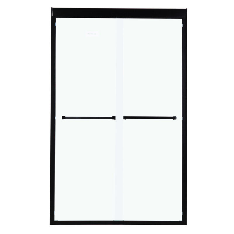 48" X 76" Matte Black Shower Door - Stylish Double Sliding Enclosure With Tempered Glass And Nano Cleaning Function 48"w 76"h