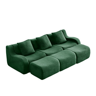Boneless Sectional Sofa Teddy Fabric Couch ,anti-slip Design,32d High Density Sponge For Living Rooms Bedrooms Reading Nook