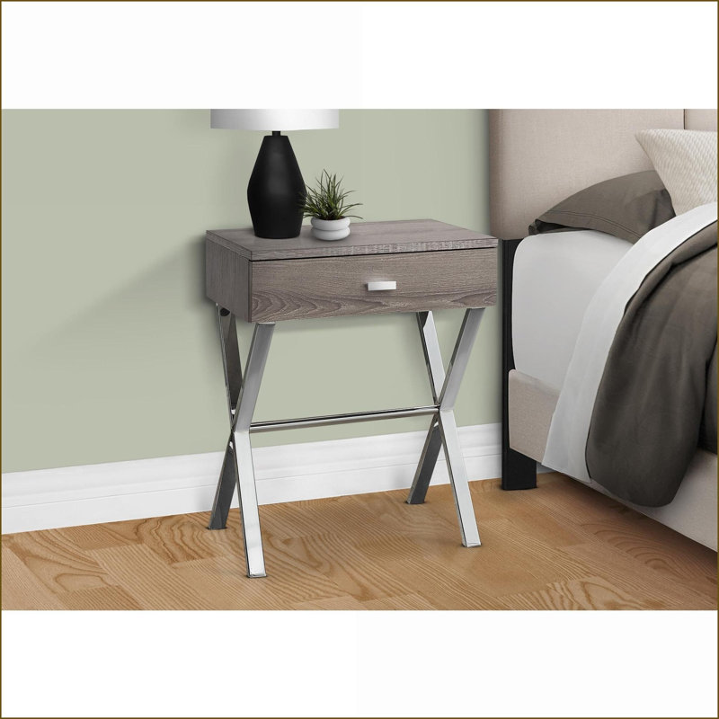 Table basse en stratifié aspect bois avec base chromée en X pour le salon / la chambre à coucher, l'écurie et amp; Polyvalent