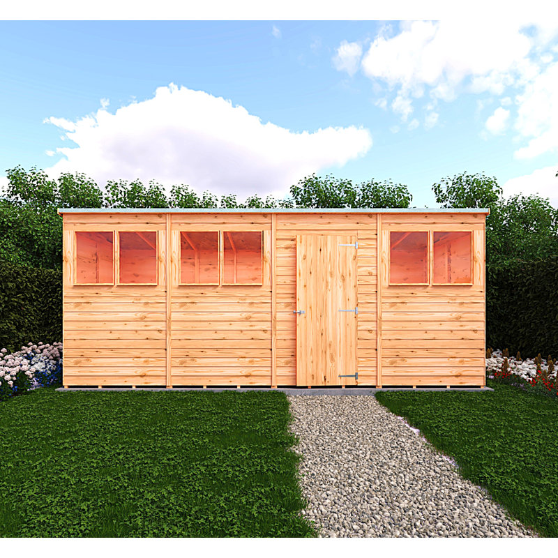 Garden Value with Windows 16 ft. W x 6 ft. D Wood Overlap Pent Storage Shed