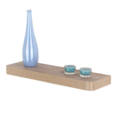 Trent Floating Narrow Wall Shelf, Rounded Front Corners, Foiled Finish