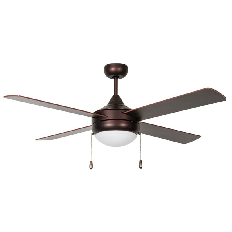 Ventilateur de plafond standard à DEL à 4 pales de 52 po avec chaîne de traction et ensemble d'éclairage inclus