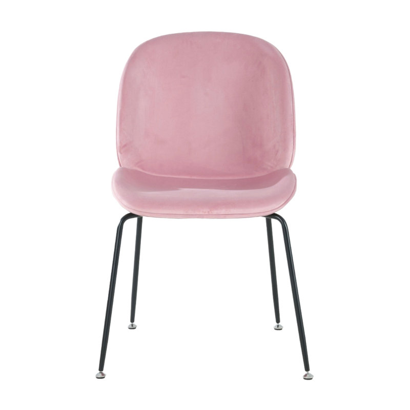 Anitra 45cm H Velvet Upholstered Metal Upholstered Back Side Chair, Pink