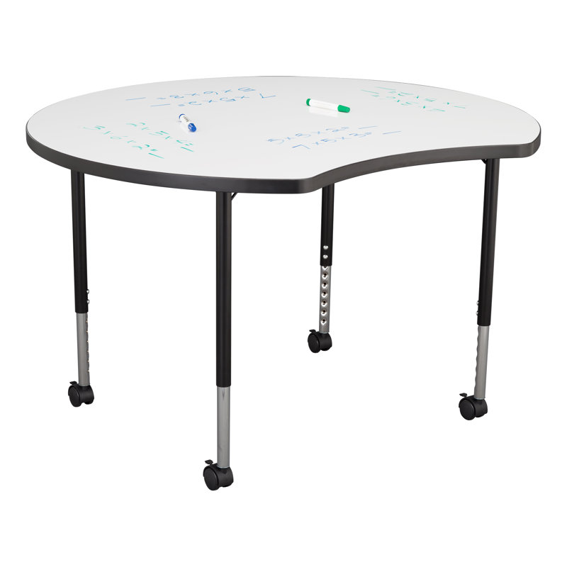 Structure Series Collaborative Crescent Dry-Erase Whiteboard Activity Table with Casters, Noir
