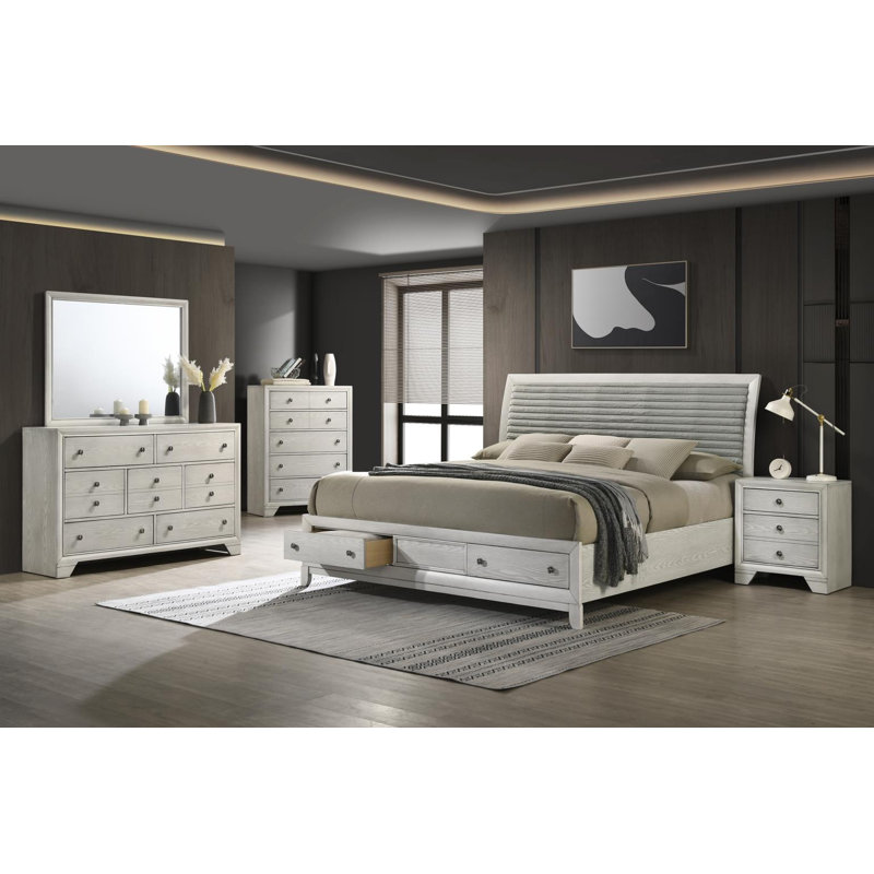 Cadre de grand lit - Commode - Miroir - Commode - Table de chevet, Grand lit