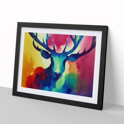 Watercolour Stag Deer Vol.3 Abstract - Single Picture Frame Print
