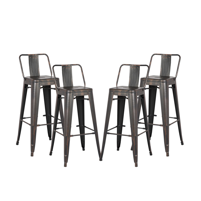 Ensemble de 4 tabourets en métal noir mat l 17 po x P 17 po x H 24 po Christies Home
