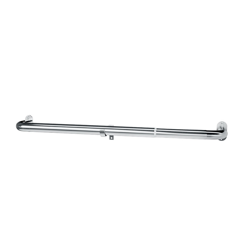 25-28mm Extendable Room Darkening Eyelet Pole, 6cm H x 210cm W x 12.5cm D, Satin Silver