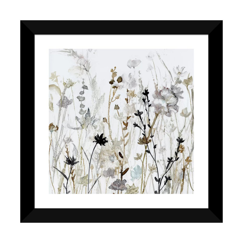 «Wildflower Mist II» par Carol Robinson, reproduction d'art, H 16 po x l 16 po x P 1 po, Papier encadré noir