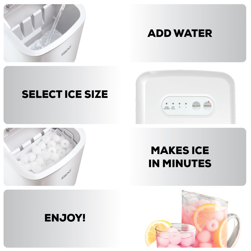 Compact White Portable Countertop Ice Maker Machine