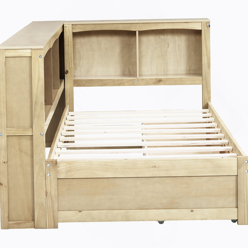 Twin Size Daybed with Two Storage Drawers, Storage Cabinets and USB Ports, Wood Colour, Wood