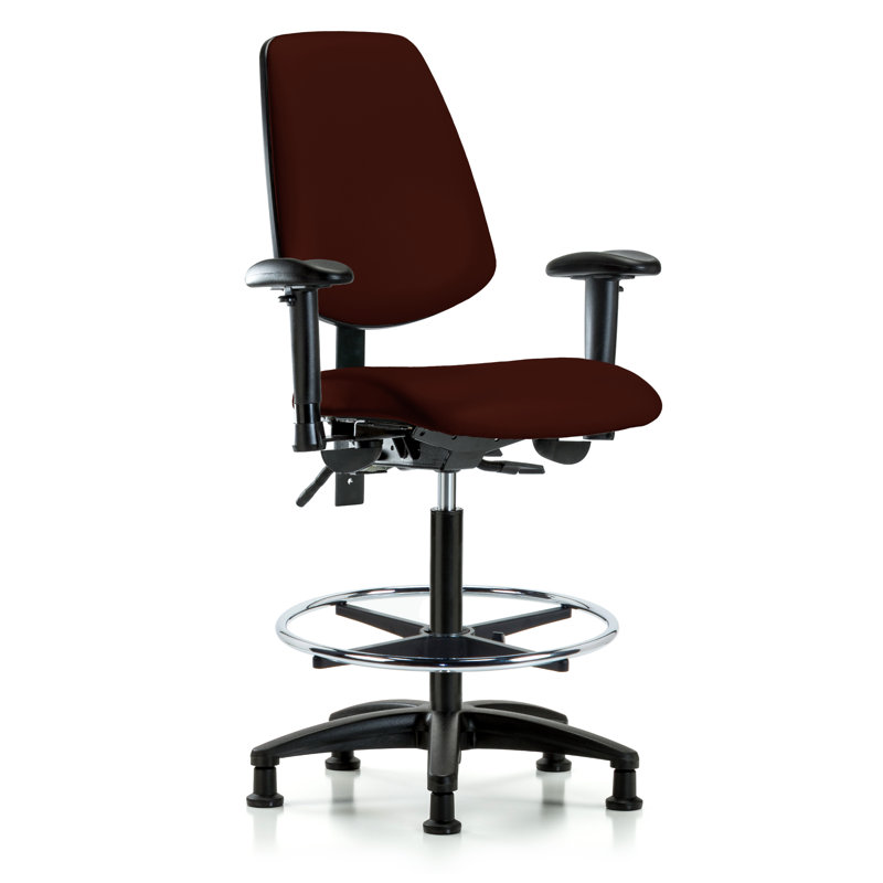 Beckett Vinyl Drafting Chair, Burgundy, Glides, Not Included