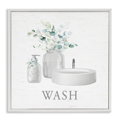 Fresh Bathroom Sink Botanicals Framed Giclee Art, design by Lettered and Lined