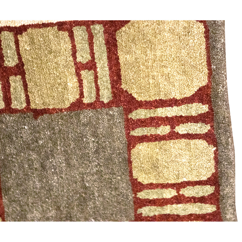 Hand Knotted Wool Area Rug in Red
