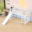 Lit mezzanine simple en bois avec glissade, garde-corps et échelle