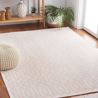 Martha Stewart 421 Cotton Geometric Rug in Pink/Ivory