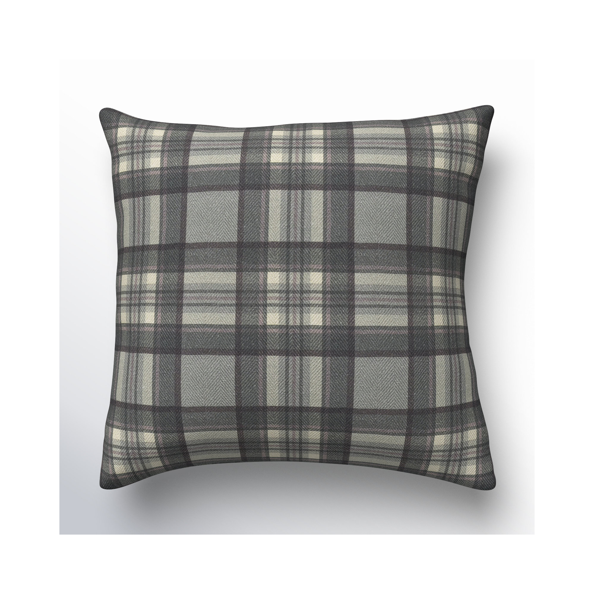 Plaid Cotton Throw Pillow, 20" x 20", Black, Pillow Cover Only - No Insert