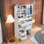 Ensemble de coiffeuse de luxe 29 pouces avec centrale électrique, coiffeuse à miroir DEL et tabouret-1388506035