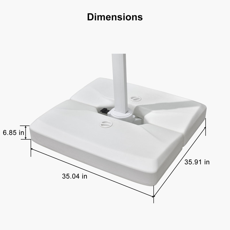 Rossanna White Pole 9' x 11' Rectangular Economical Large Cantilever Umbrella with White Base, Gray