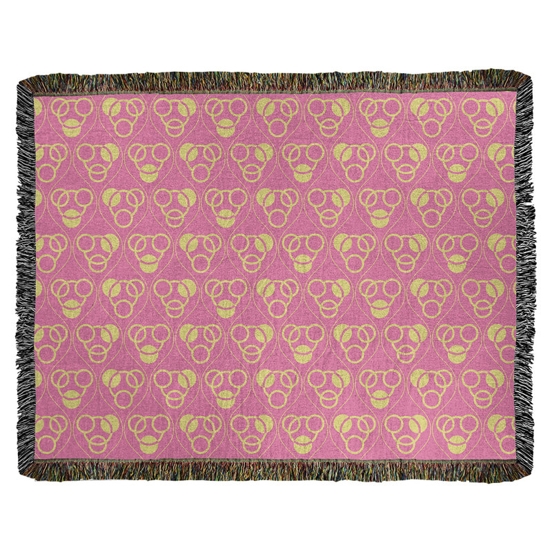 Couverture en coton tissé Classic, L 50 po x L 60 po, Rose/jaune