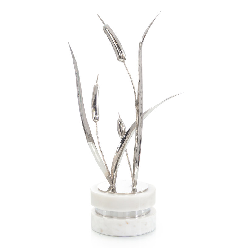 Cattails Sculpture On Marble, Large