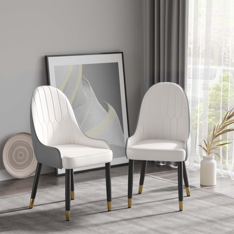 Chaise rembourrée en polyuréthane (ensemble de 2), Blanc / Gris