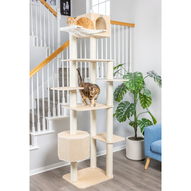 Arbre à chat 89 po en bois véritable de qualité supérieure