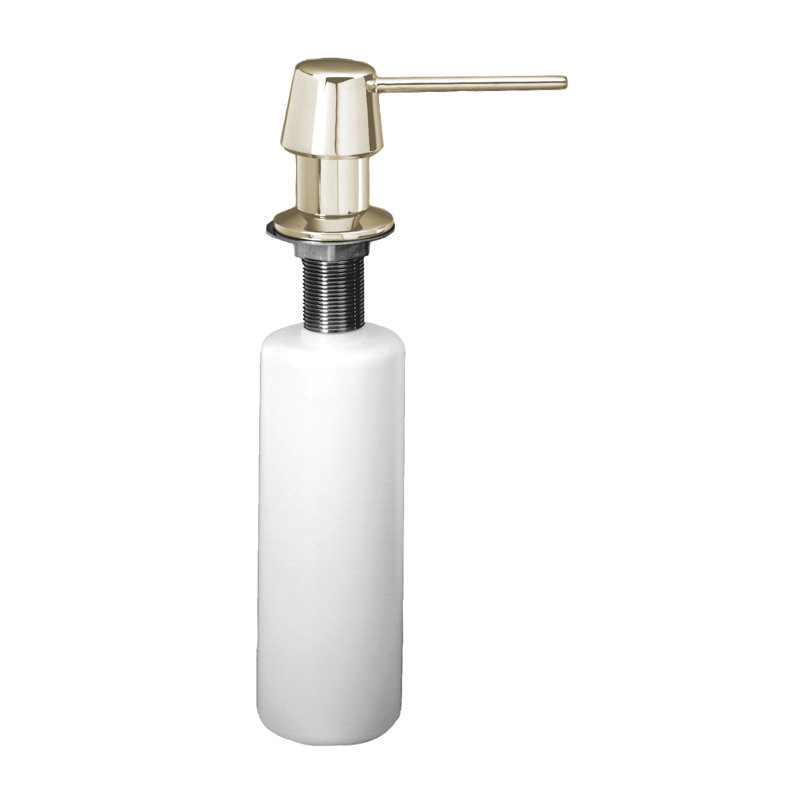 Heavy Duty Kitchen Sink Deck Mount Liquid Soap Dispenser with Refillable 12 oz Bottle, Polished Nickel