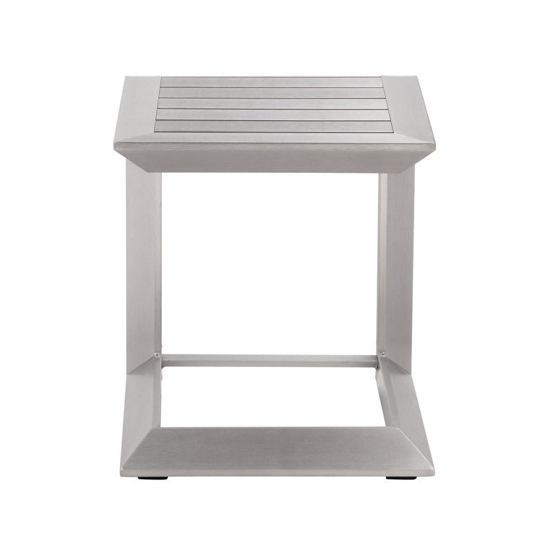 Harleen Square Metal Outdoor Side Table, 17" H x 16" W x 16" D, Silver