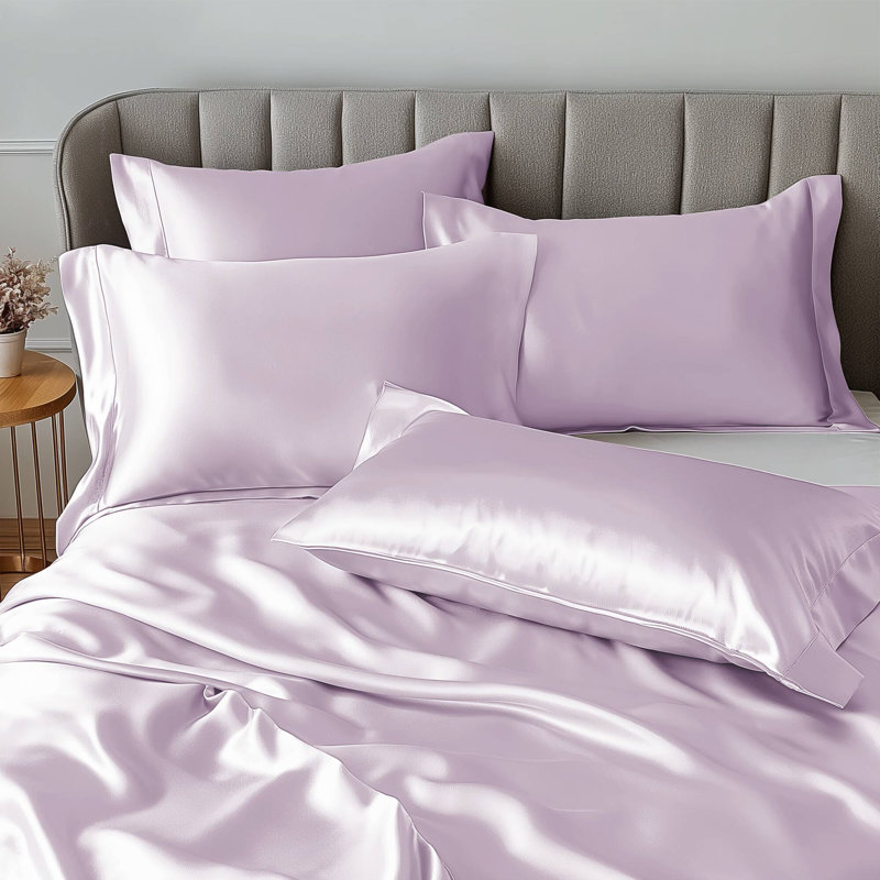 Satin Wrinkle Resistant Luxury Sheet Set, Twin Sheet Set + 2 Standard Pillowcases, Lilac