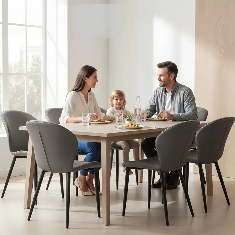 Ensemble de chaises de salle à manger modernes en cuir PU de 3 ou 6 chaises ergonomiques avec pieds en métal pour la cuisine, la salle à manger et le bureau