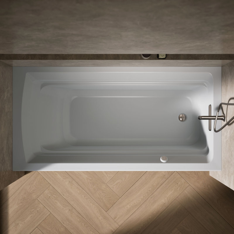 Archer 72" x 36" Alcove Air Acrylic Bathtub Heater Included, Ice Grey, Right