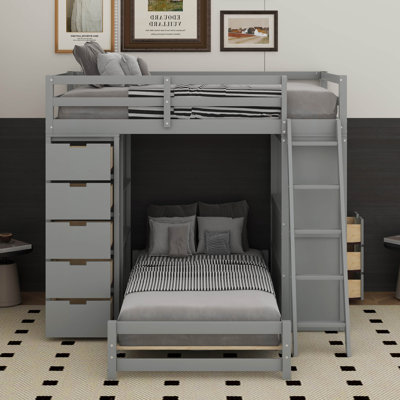 Twin Over Twin Bunk Bed With LED And USB