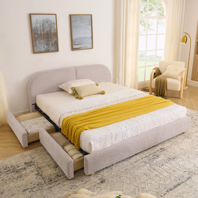 Base de lit tapissier grand, Rose