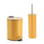 Ensemble de salle de bain avec couvercle en bambou - poubelle en métal mat et brosse de toilette-113828156