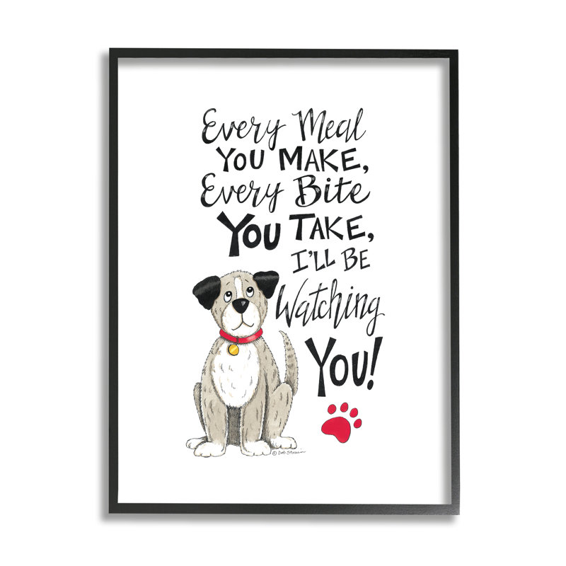 Vous regardez un chien amusant par Deb Strain, H 20 po x l 16 po x P 1,5 po, Giclée encadrée noir minuit