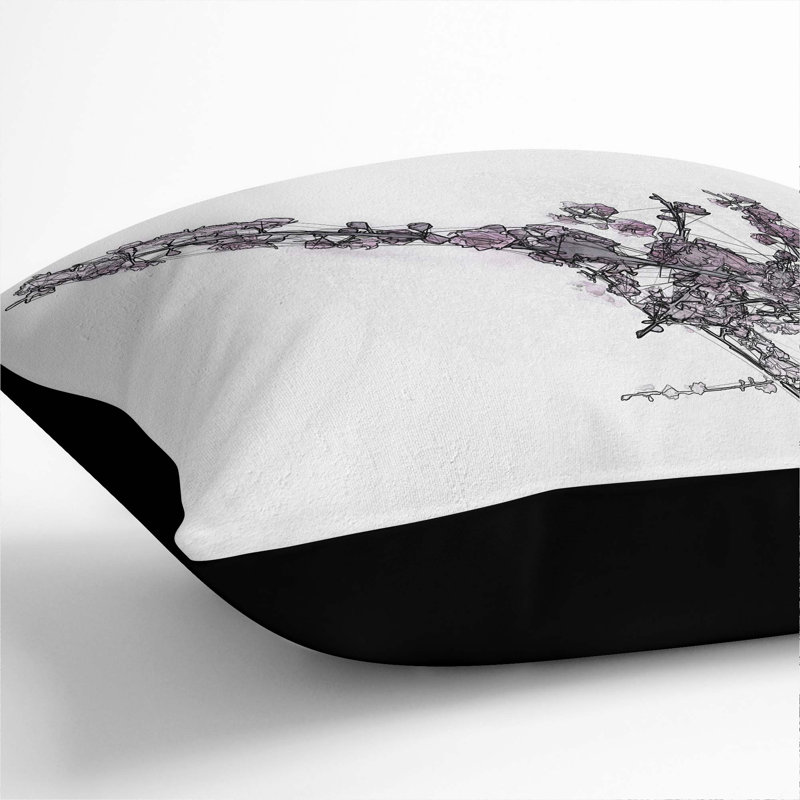 Cherry Blossom Tree Cushion with Filling, Black, 55cm H x 55cm W x 20cm D
