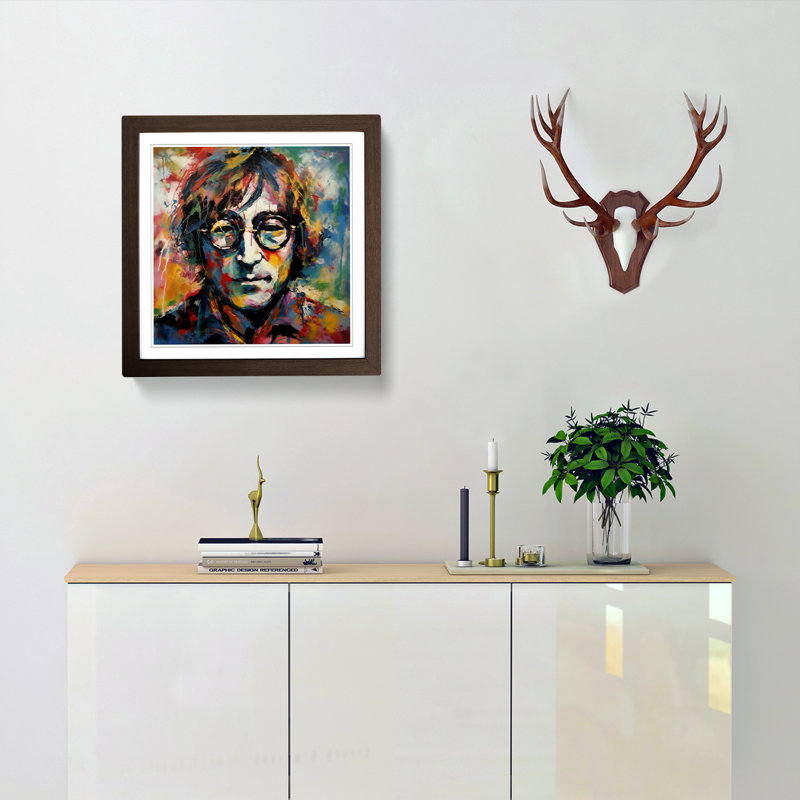 John Lennon Abstract Expressionism - Framed Print, Walnut