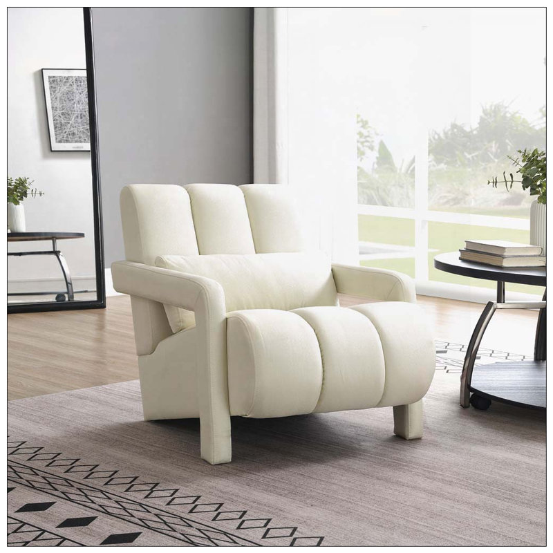 Chaise d'appoint rembourrée en tissu de lin, Blanc