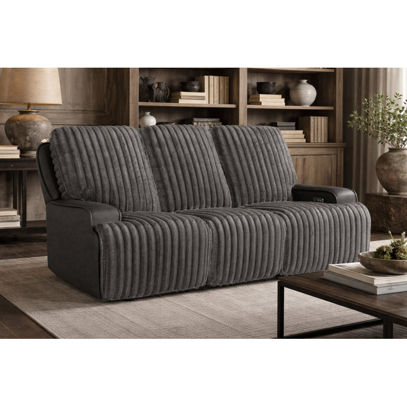 Canapé inclinable électrique avec table basse Lunaro (gris), Gris