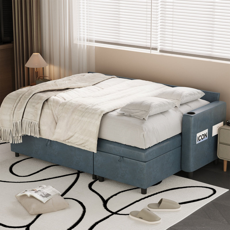 83.5''sleeper Sofa Couch With Pullout Bed, L-shaped Convertible Couches