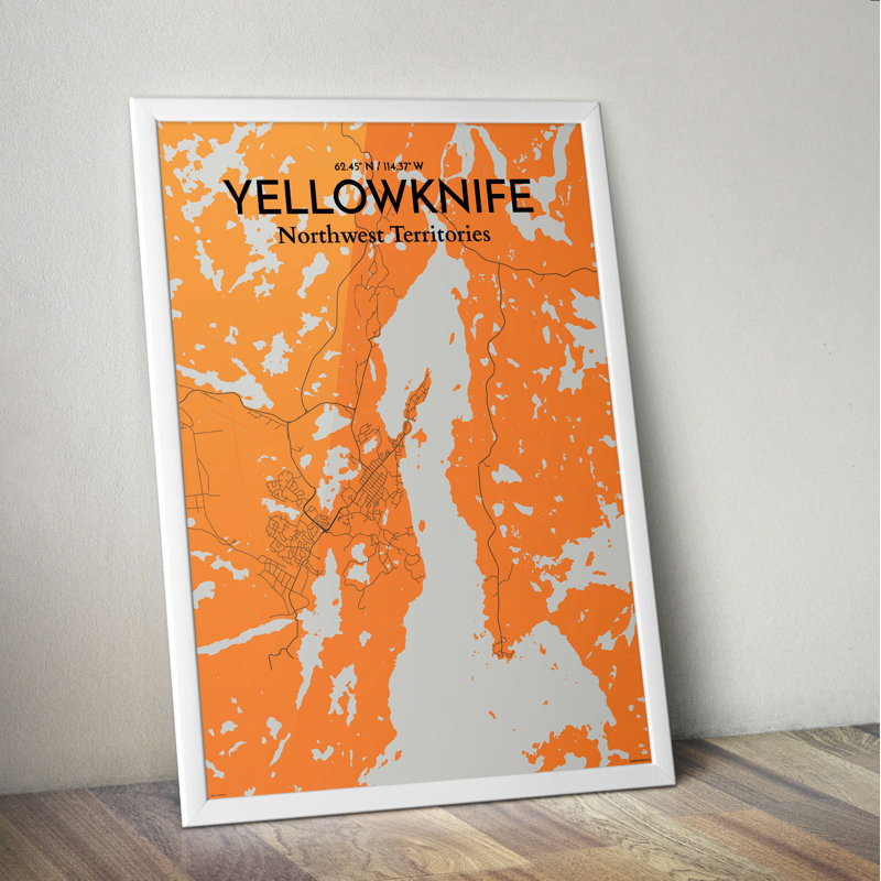 Yellowknife City Map - No Frame Print, 50.8cm H x 40.6cm W x 0.13cm D