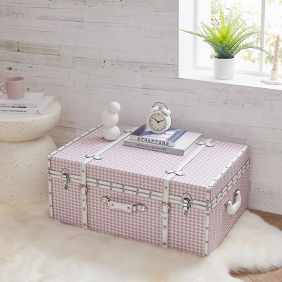 Preppy Houndstooth Designer Trunk with Wheels