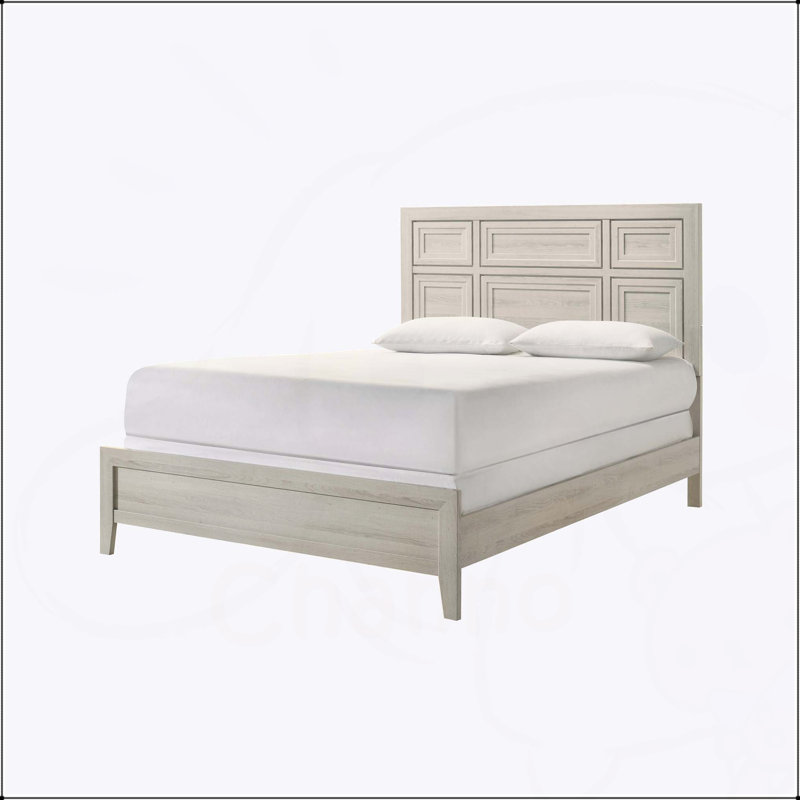 Lit à panneaux grand antique blanc avec design encastré pour des meubles de chambre à coucher élégants et confortables