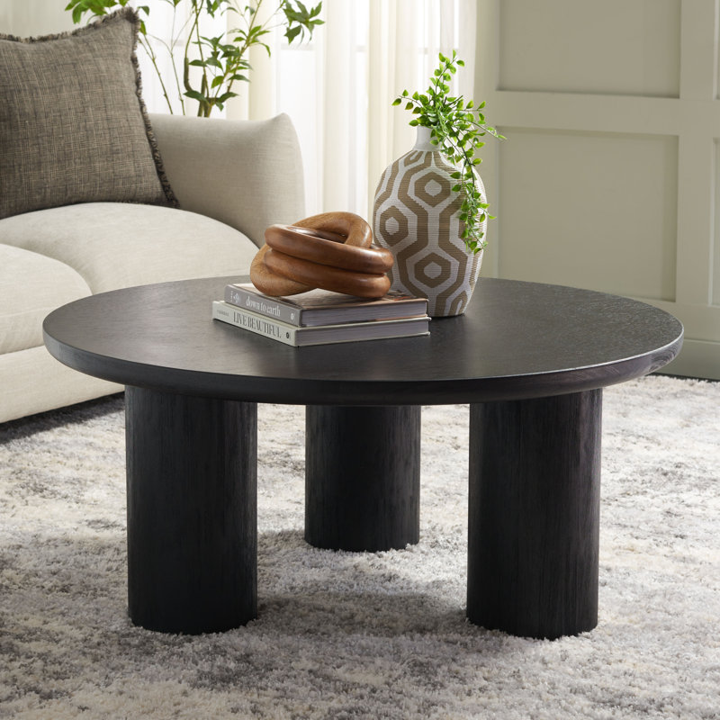 Aicha Black Round Wood Outdoor Coffee Table