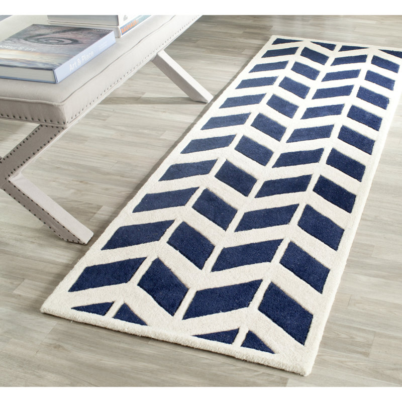 Deedie Hand Tufted Wool Geometric Rug, Runner 2'3" x 7'