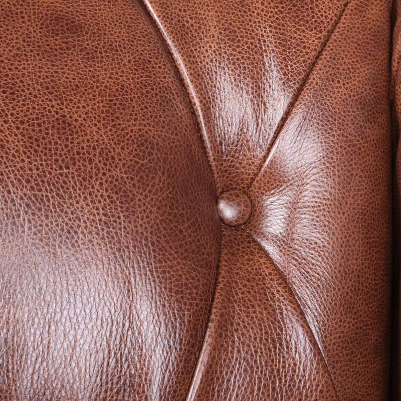 Canapé en cuir de 85 po Fryda, Cuir véritable tabac Sundance