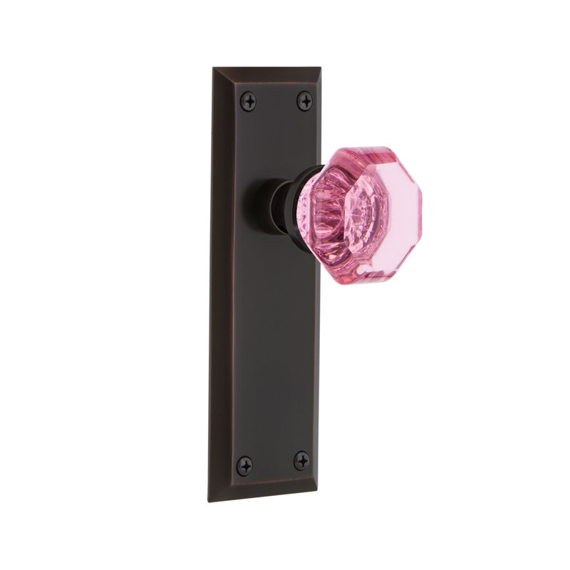 Plaque New York avec bouton de porte rose Waldorf, 2 3/4 po, Bronze intemporel