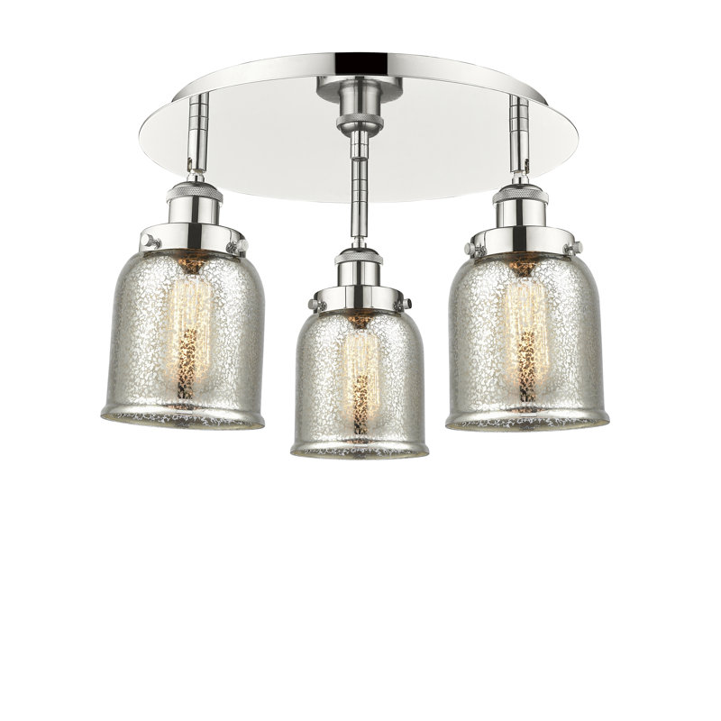 Bejtullah Glass Flush Mount, Silver Plated Mercury, Polished Nickel